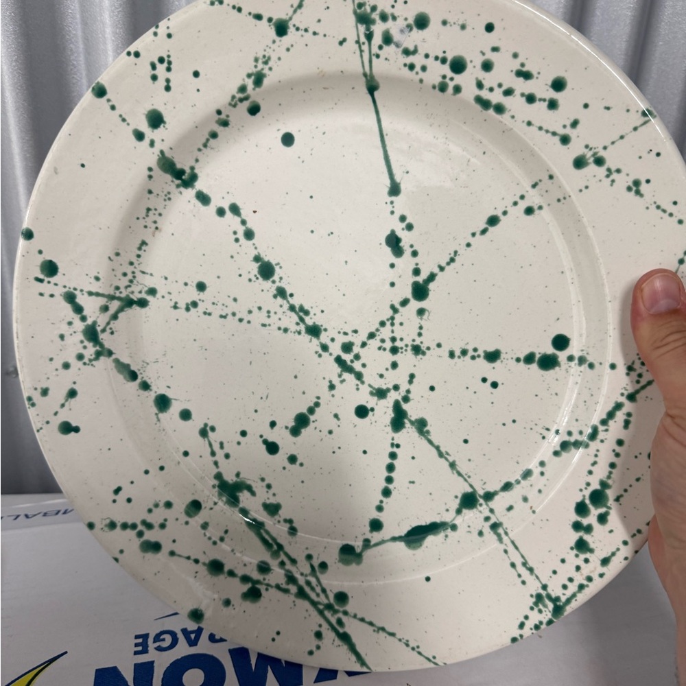 Green Splatter Ceramic Plate